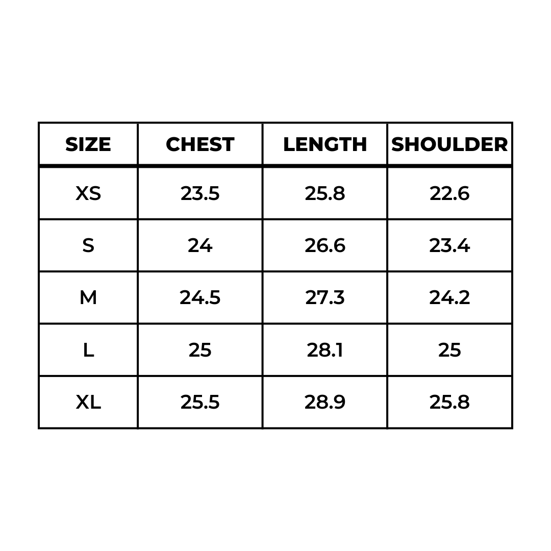 ARTICLE TEE — size chart
